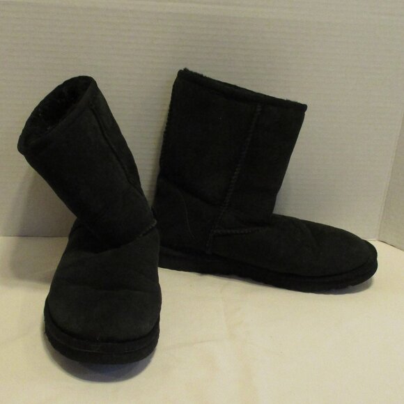 UGG Shoes - UGG Woman Size 7 Black Top Slide On Faux Fur Boots